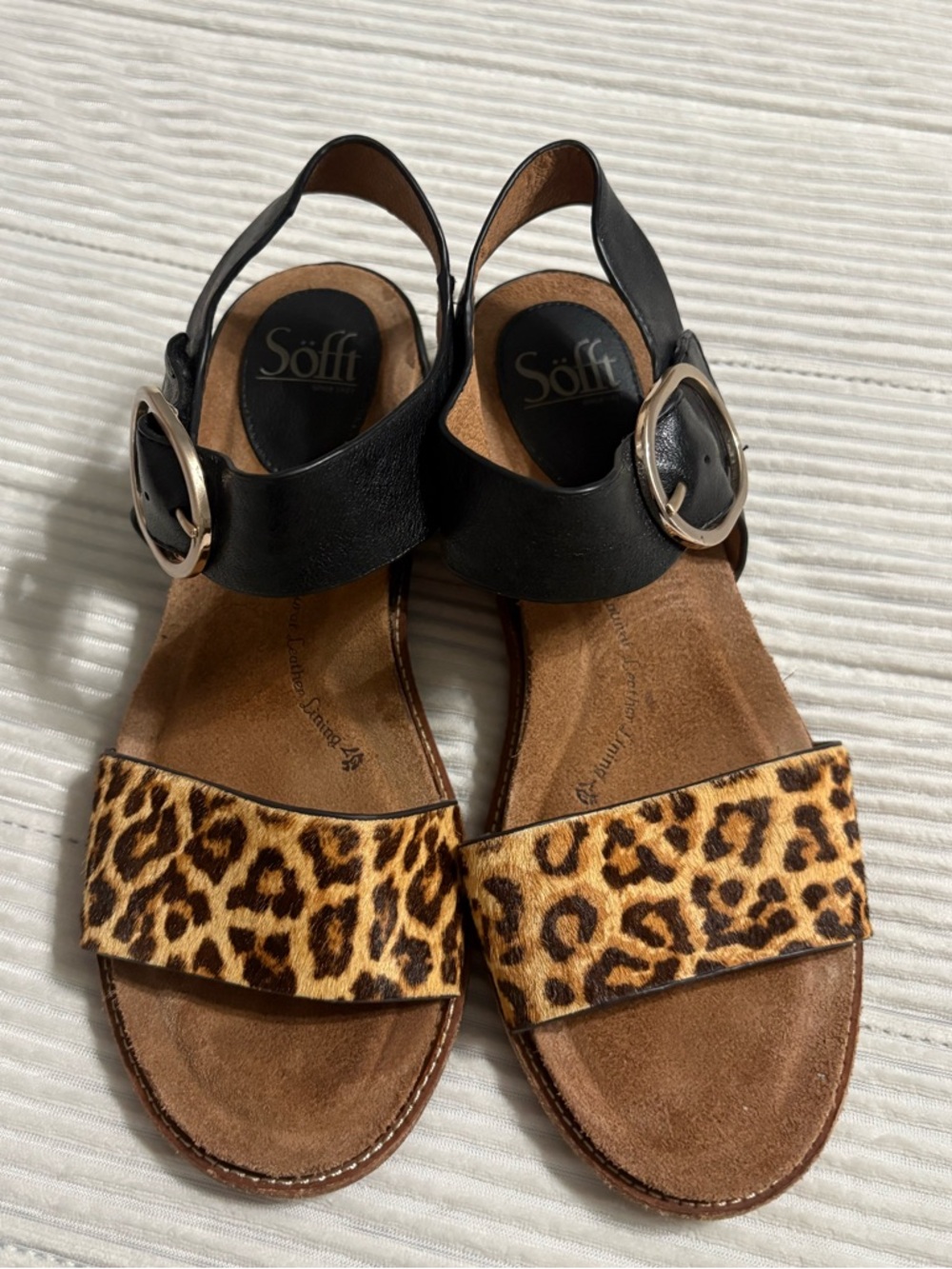 Sofft Bali Leopard Print Leather Sandals Size 8